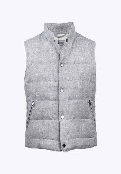 Corneliani Wool-blend Padded Vest In Gray