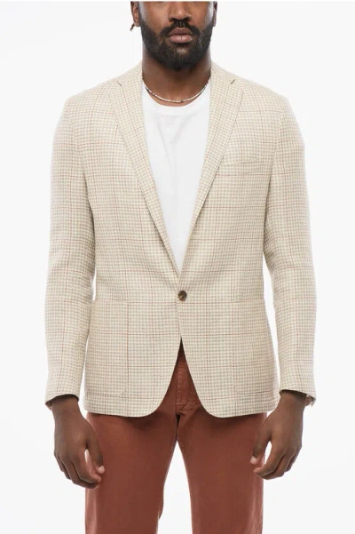 Corneliani Wool Blend Single Breasted Blazer Houdstooth Motif Grösse 50