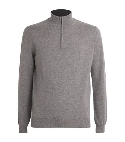 Corneliani Wool-blend Zipped Sweater In Grey