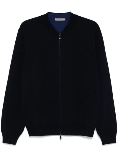 Corneliani Wool Cardigan In Blue
