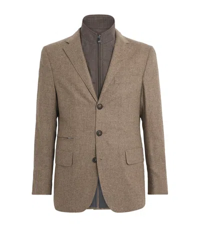 Corneliani Wool-cashmere Blazer In Brown