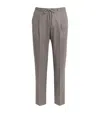 Corneliani Wool-cashmere Drawstring Trousers In Gray