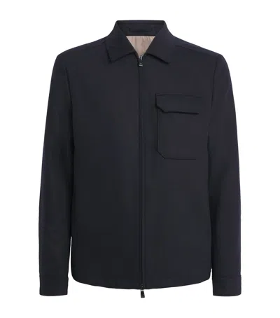 Corneliani Wool-cashmere Hybrid Jacket In Blue