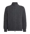 Corneliani Wool-cashmere Zip-up Sweater In Gray