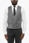 Corneliani Wool Double-breasted Vest With Jetted Pockets In Gray