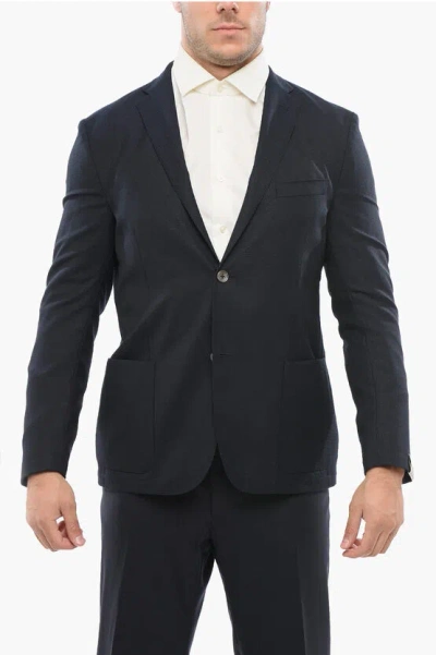 Corneliani Wool Gate Single Breasted Blazer With Patch Pockets