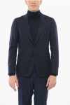 Corneliani Wool Half-lined Single Breasted Blazer With Patch Pockets In Blue
