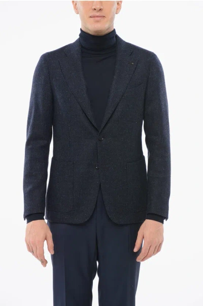 Corneliani Wool Half-lined Single Breasted Blazer With Patch Pockets In Blue