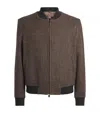 Corneliani Wool Herringbone Bomber Jacket In Brown