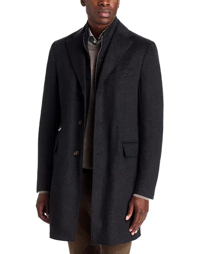 Corneliani Wool Id Topcoat & Removable Zip Bib In Gray