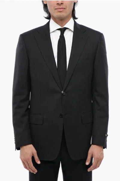 Corneliani Wool Mantua Blazer With Flap Pockets In Multi
