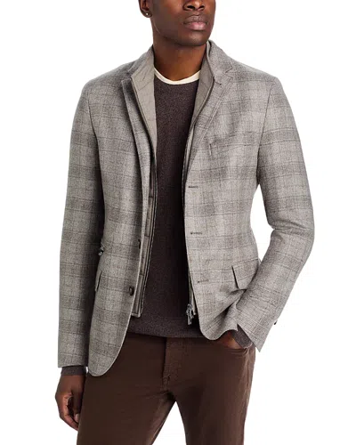 Corneliani Wool Plaid Flannel Jacket & Removable Insert In Gray