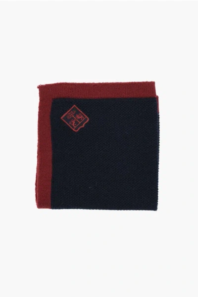 Corneliani Wool Pocket Square With Contrasting Edge In Black