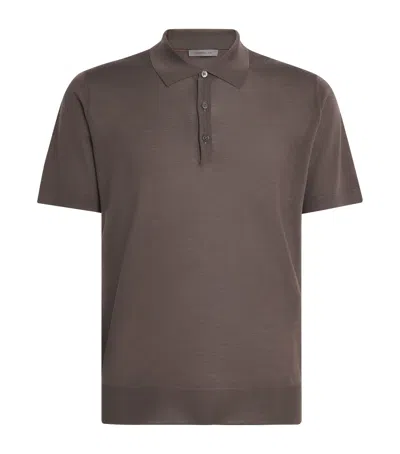Corneliani Wool Polo Shirt In Brown