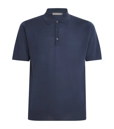 Corneliani Wool Polo Shirt In Blue