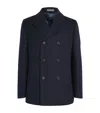Corneliani Wool-silk-cashmere Pea Coat In Blue