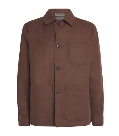 Corneliani Wool-silk Overshirt In Brown