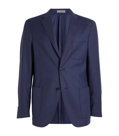 Corneliani Wool-silk Single-breasted Blazer In Navy