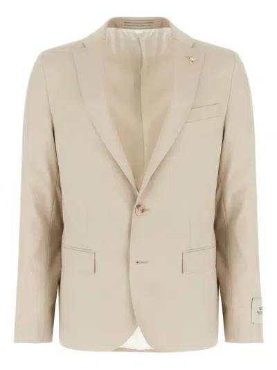 Corneliani Wool Single-breasted Blazer In Neutral