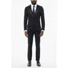 Corneliani Wool Single Breasted Blazer With Satin Lapel In Blue