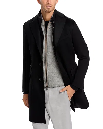 Corneliani Wool Topcoat With Zip Out Microsuede Bib - Exclusive In Black