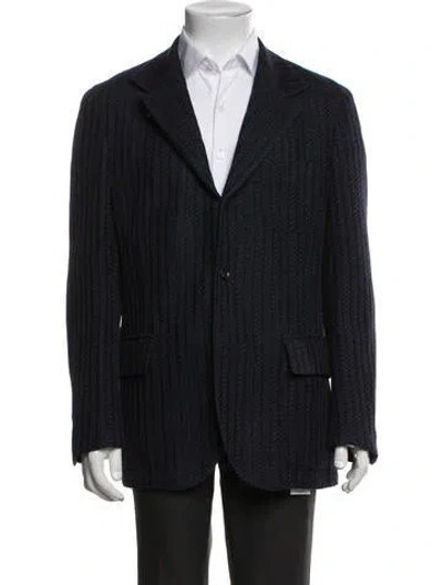 Pre-owned Corneliani Wool Tweed Pattern Jacket In Blue