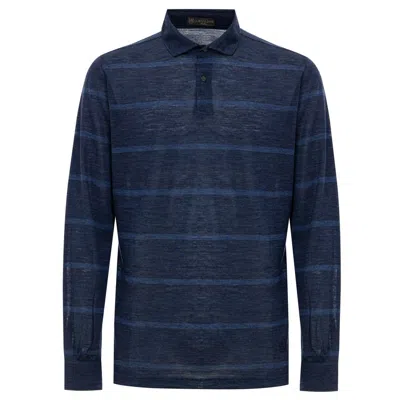 Corneliani Wool Vergine Polo Men's Shirt In Blue