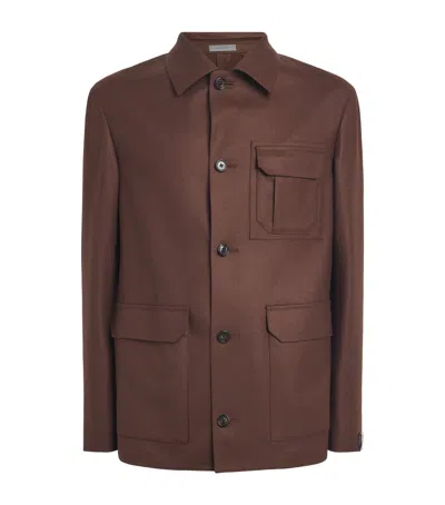 Corneliani Wool-cashmere Overshirt In Brown