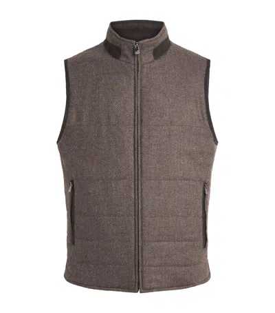 Corneliani Wool-cashmere Reversible Gilet In Brown