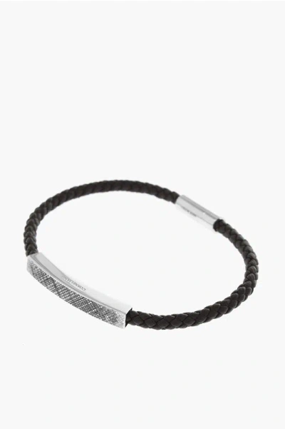 Corneliani Woven Leather Bracelet With Magnetic Closure