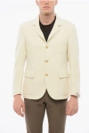 Corneliani Woven Wool Blazer With Patch Chest Pocket In Neutral