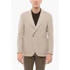 Corneliani Woven Wool Reset Blazer With Herringbone Motif In Neutral