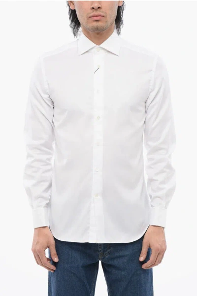 Corneliani Wrinkle Free Cotton Shirt With Spread Collar In White