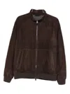 Corneliani Zip-front Suede Leather Jacket In Brown