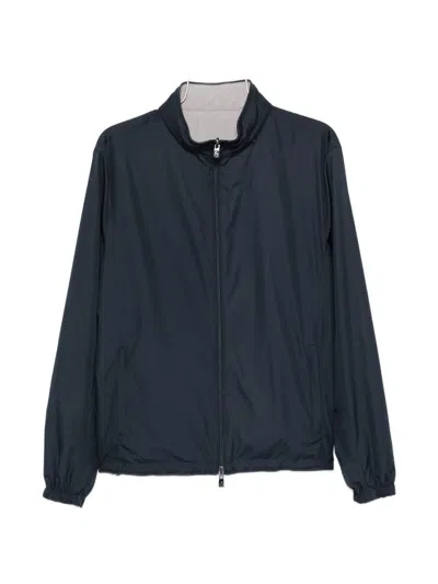 Corneliani Zip-up Loong-sleeve Jacket In Blue