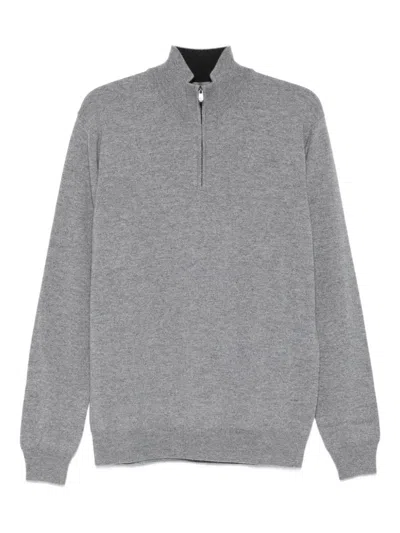 Corneliani Zip-neck Sweater In Gray