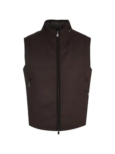 Corneliani Zip Outdoor Waistcoat In Brown