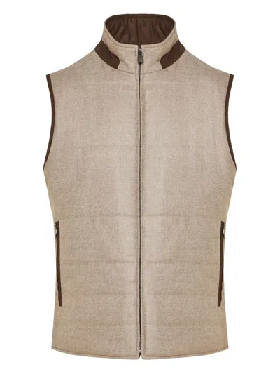 Corneliani Zip Padded Gilet In Neutral