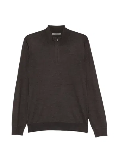 Corneliani Zip Sweater In Brown