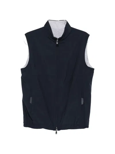 Corneliani Sleeveless Zip Vest In Blue