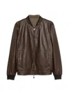 Corneliani Lambskin Bomber Jacket In Brown