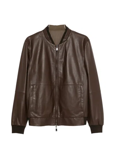 CORNELIANI ZIP-UP LEATHER JACKET