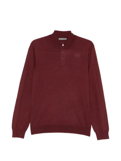 Corneliani Zip-up Mock-neck Sweater In Burgundy