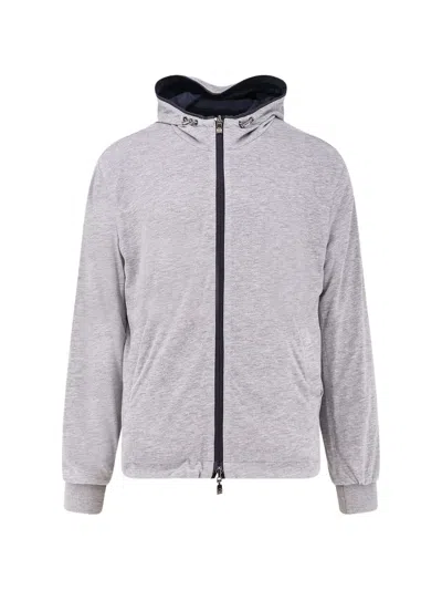 Corneliani Zip-up Reversible Cotton Jacket In Gray