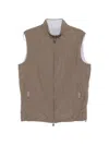 Corneliani Beige Technical Poplin Gilet In Brown