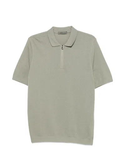 Corneliani Zip-neck Polo Shirt In Gray