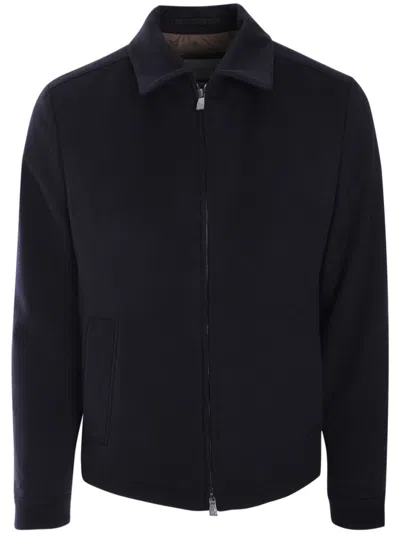 Corneliani Spread-collar Zip-up Jacket In Blue