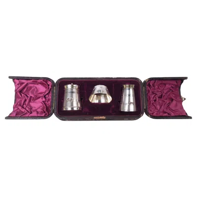 Pre-owned Cornelius Desormeaux Saunders And James Francis Hollings Shepherd Antique English Victorian Silver Gilt Condiment Set In Case, 1886-1889 In Black