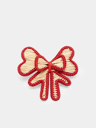 Coro Cora Bows Handwoven Iraca Palm Napkin Rings (set Of 4)  Abask Gift Set In Red