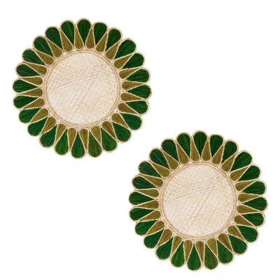 Coro Cora Drops Placemat - Set Of 2 In Dark Green,olive